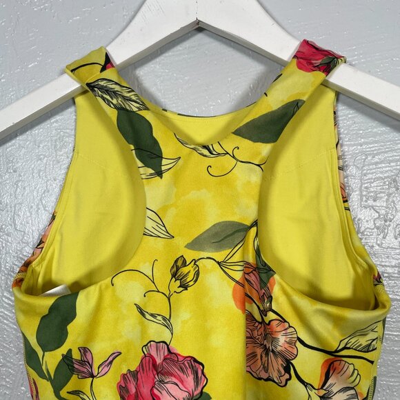 Athleta Women XXS Iris Floral Yellow Conscious Crop Bra D-DD Athleisure Workout - Picture 6 of 8